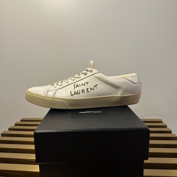 SAINT LAURENT SL06 COURT CANVAS SIGNATURE SNEAKER size 7 missing insoles - Picture 7 of 12